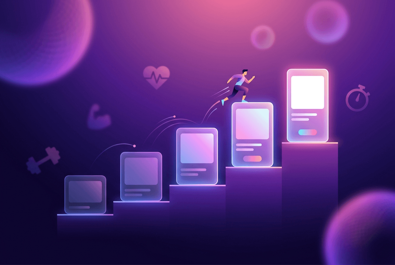 Illustration of ranked challenge platforms for fitness trainers