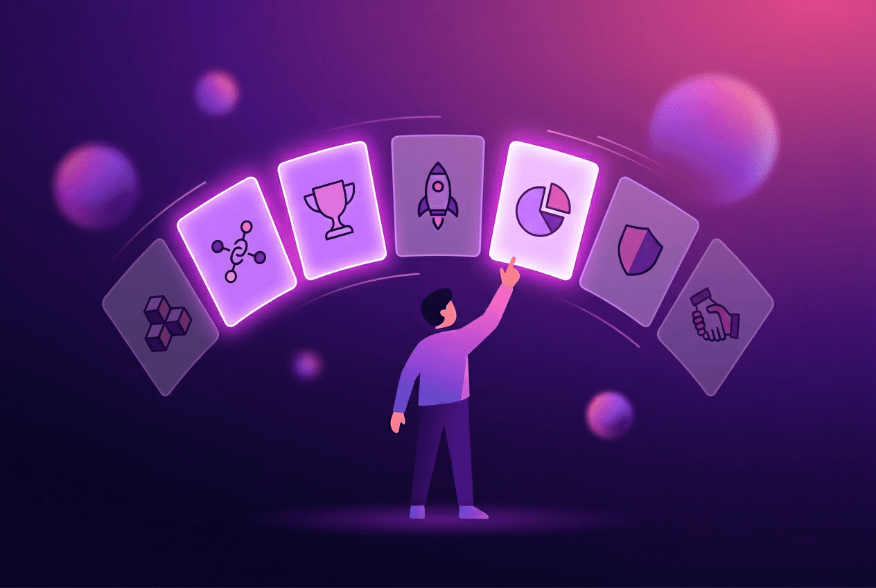 Illustration of a buyer evaluating challenge platform options